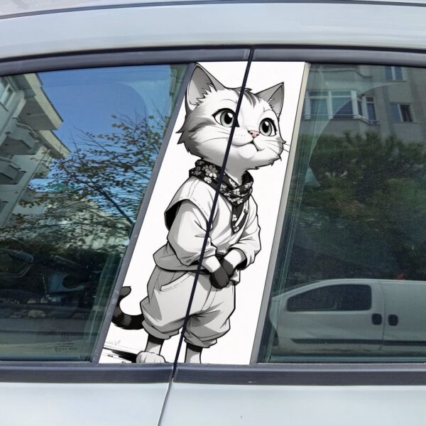 Anime Kedi Araba Direk Stickeri Ani21